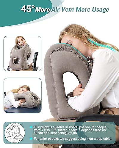 Miniatura 5 de JefDiee Almohada inflable de viaje y almohada inflable para descanso de pies, artículos esenciales de viaje para adultos, ideal para avión, oficina,