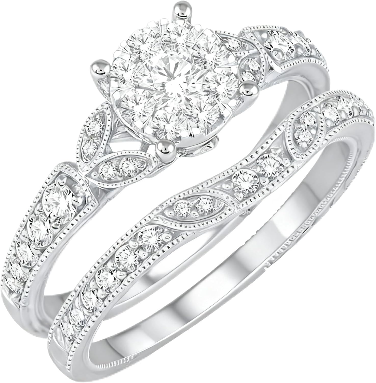 925 Sterling Silver/10k/14k/18k Gold 1.32 Carat(ctw) Round Cut Moissanite Bridal Wedding Ring Set, Classic Eternal Anniversary, Custom Women's Engagement Ring Set, Sizes 4-14