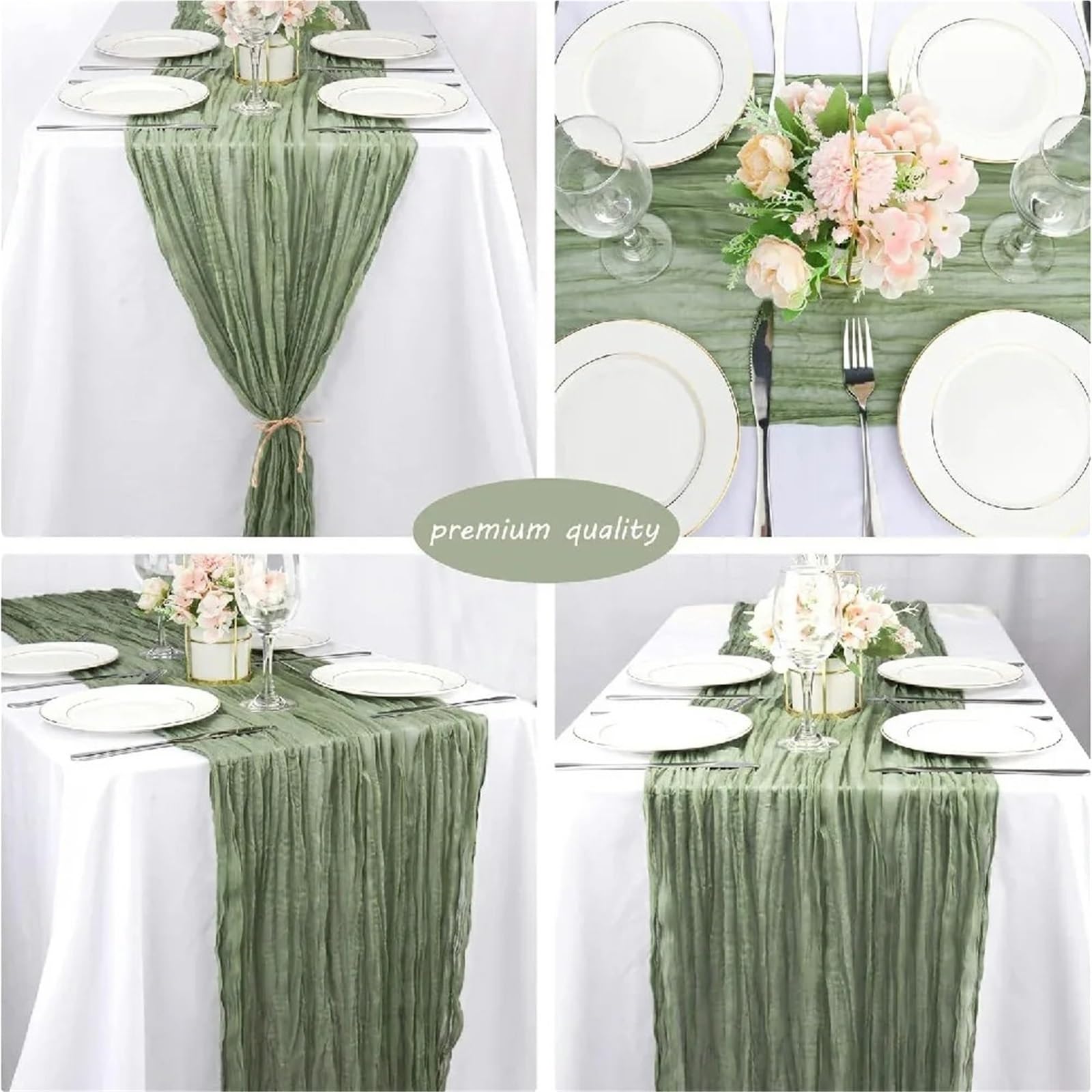 Runner da tavola in tela per formaggio Runner da tavola in garza boho 5 pezzi, 45x275 cm, romantico, for matrimoni, addio al nubilato, feste di compleanno