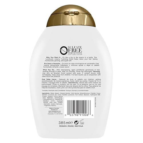 Vista 30 de Organix Acondicionador Nutritivo Leche de Coco 13 onzas., paquete de de 1, Leche de Coco