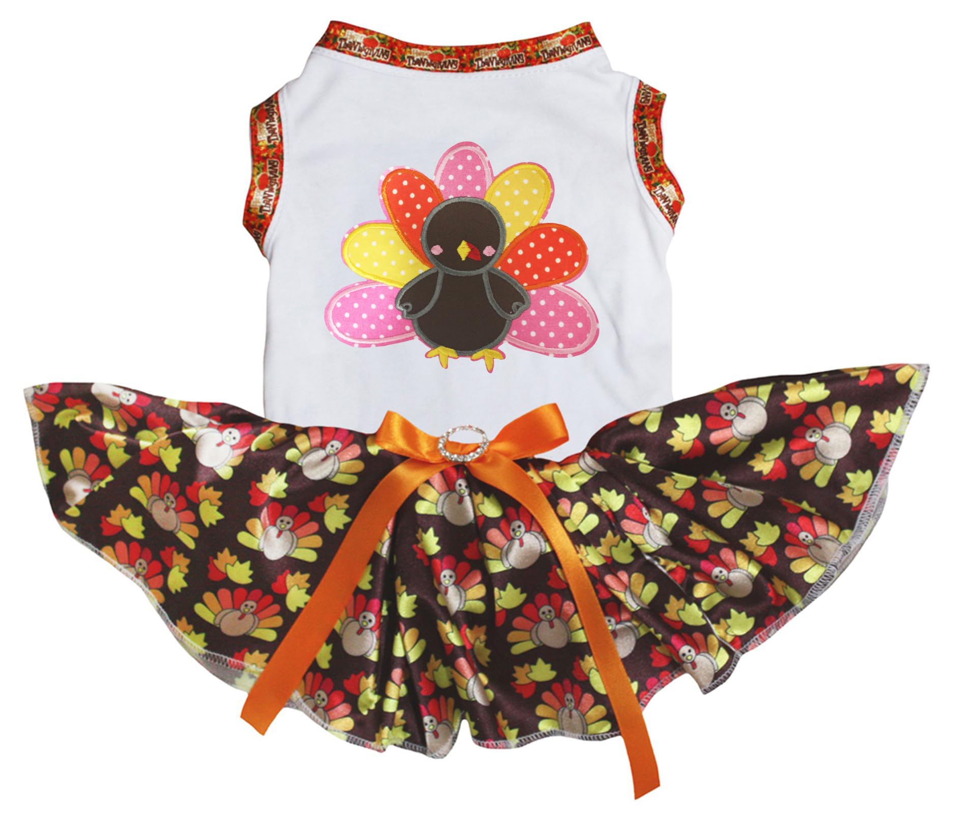 Robe pour chiot Rainbow Turkey blanche et marron taille L pour le confort animal