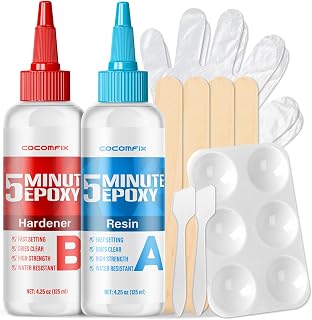 [8.5 oz] 5 Minute Epoxy Clear, Fast-Curing Epoxy Glue, Easy to Use, Heavy-Duty Bonding Strength & Clear Repairs on Metal, Plastic, Wood, Ceramics, Glass, & More