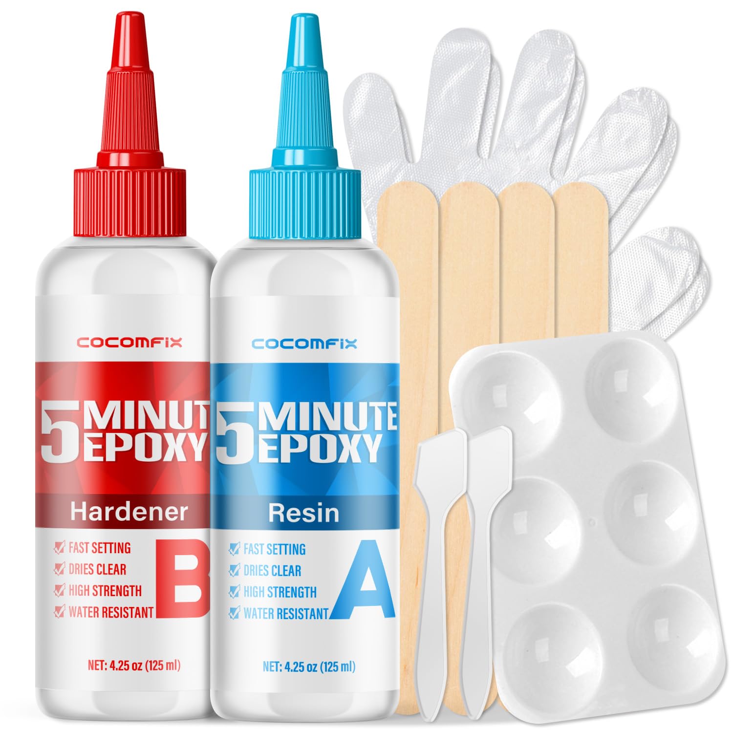 [8.5 oz] 5 Minute Epoxy Clear, Fast-Curing Epoxy Glue, Easy to Use, Heavy-Duty Bonding Strength & Clear Repairs on Metal, Plastic, Wood, Ceramics, Glass, & More