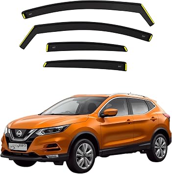 Premium 4-Piece Wind Deflectors for Nissan Qashqai MK2 J11 2014-2021 5-Door SUV   Dark Tinted Window Visors Rain Guards Vent Shades for Enhanced Driving Comfort BWS