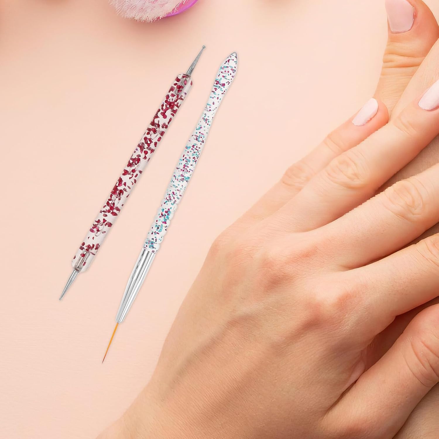10pcs Dual-ended Nail Dotting Tools Set Nail Art Liner Brushes Detail Pens for Manicure Salon Use Painting Drawing Flower Design Accessories