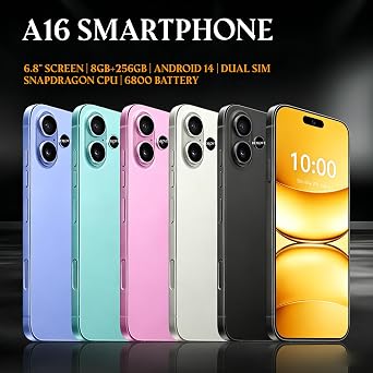 A16 Plus Unlocked Android 14 Smartphone 6.8 HD+ 120Hz Display