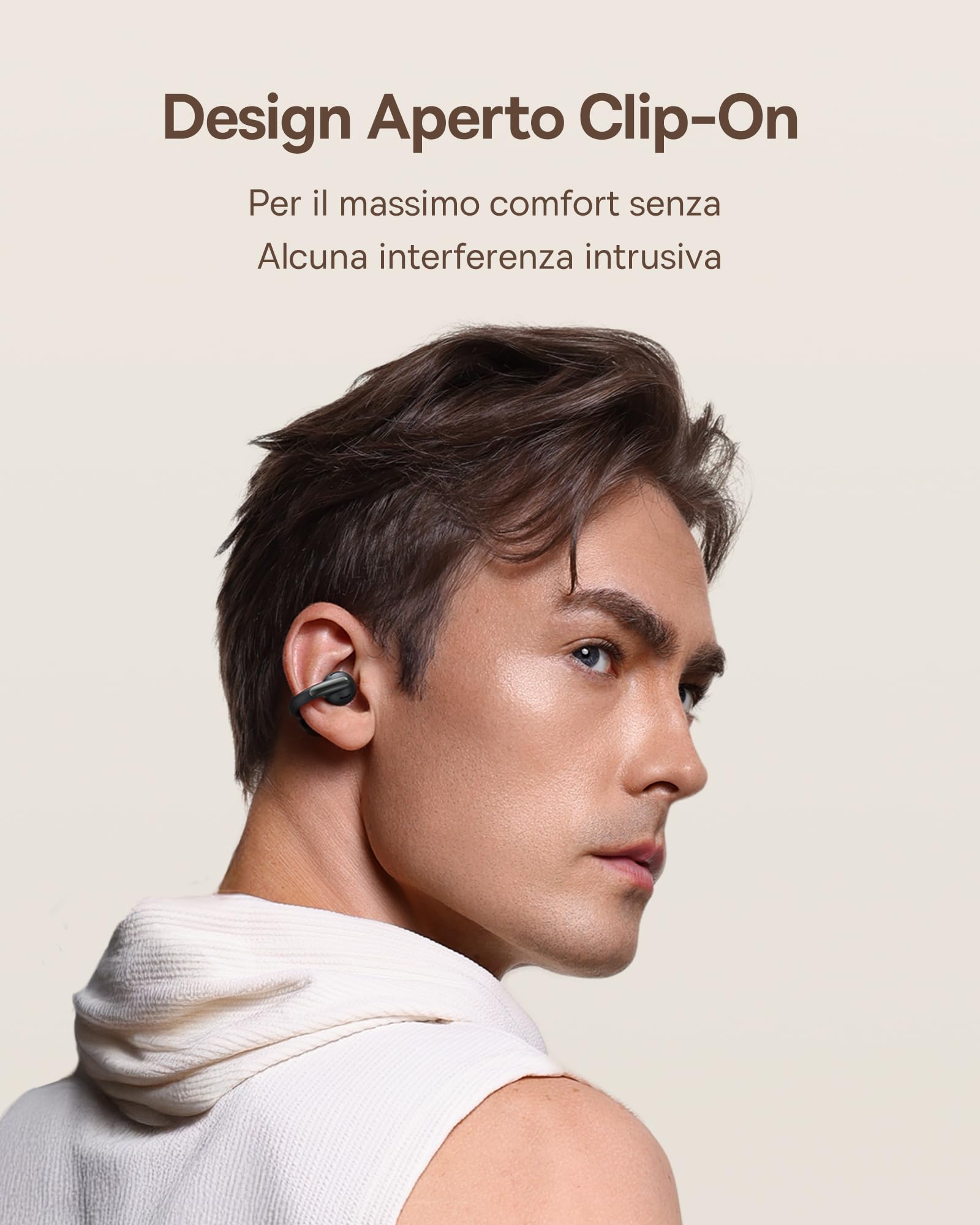 Baseus MC1 Cuffie Aperte, Auricolari a Clip con Suono Impressionante, Potenziamento dei Bassi Adattivo, Bluetooth 5.4, Riduzione del Rumore in Chiamata, IP57, Autonomia di 40 ore, Auricolari di 5,2 g