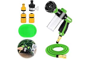 Rypet Pup Jet Dog Wash 7 Pieces Pet Bathing Tool Set with Expandable Hose Nozzle