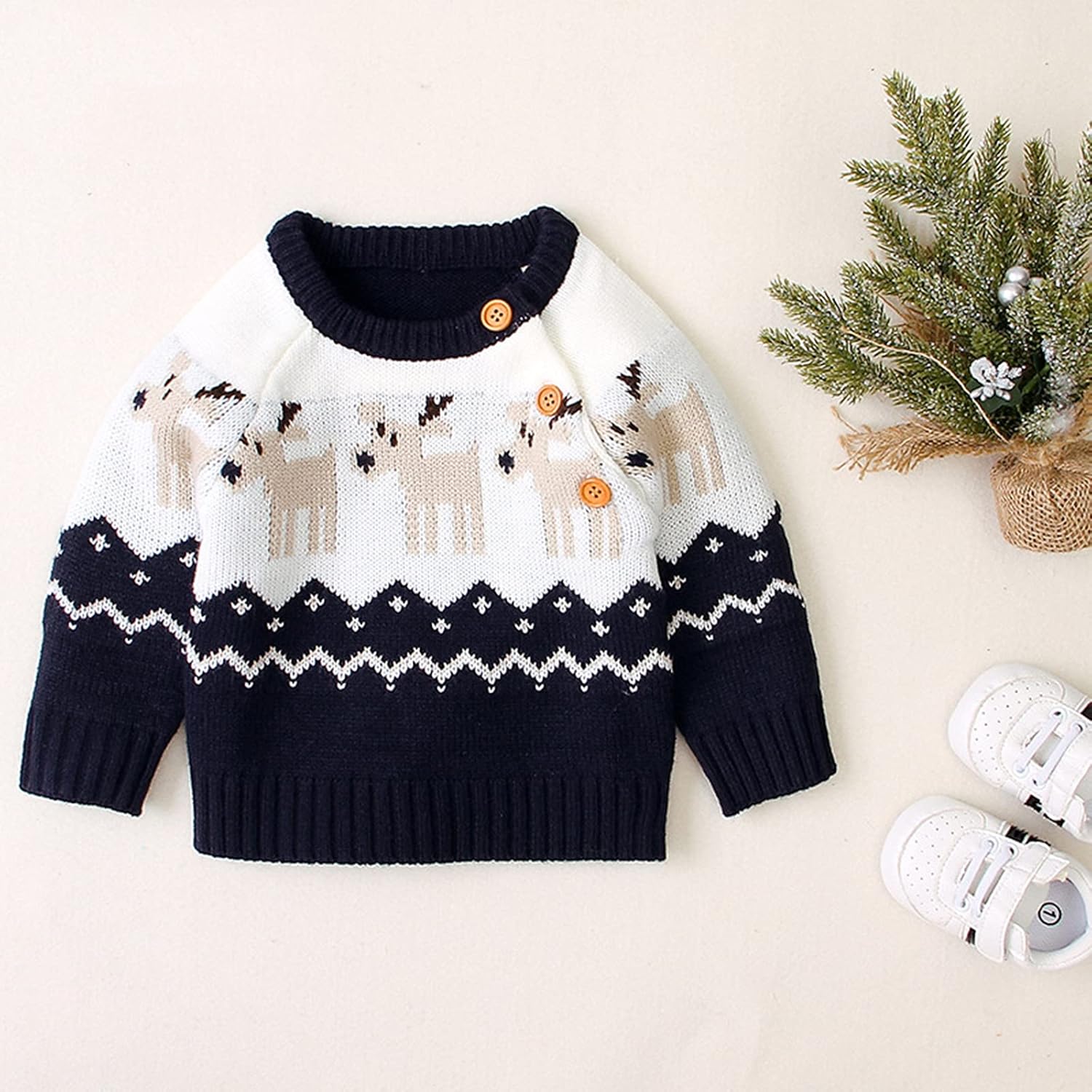 Toddle Baby Girl Boy Christmas Outfit Baby Girl Boy Christmas Sweater Sweatshirt Warm Crewneck Winter Clothes