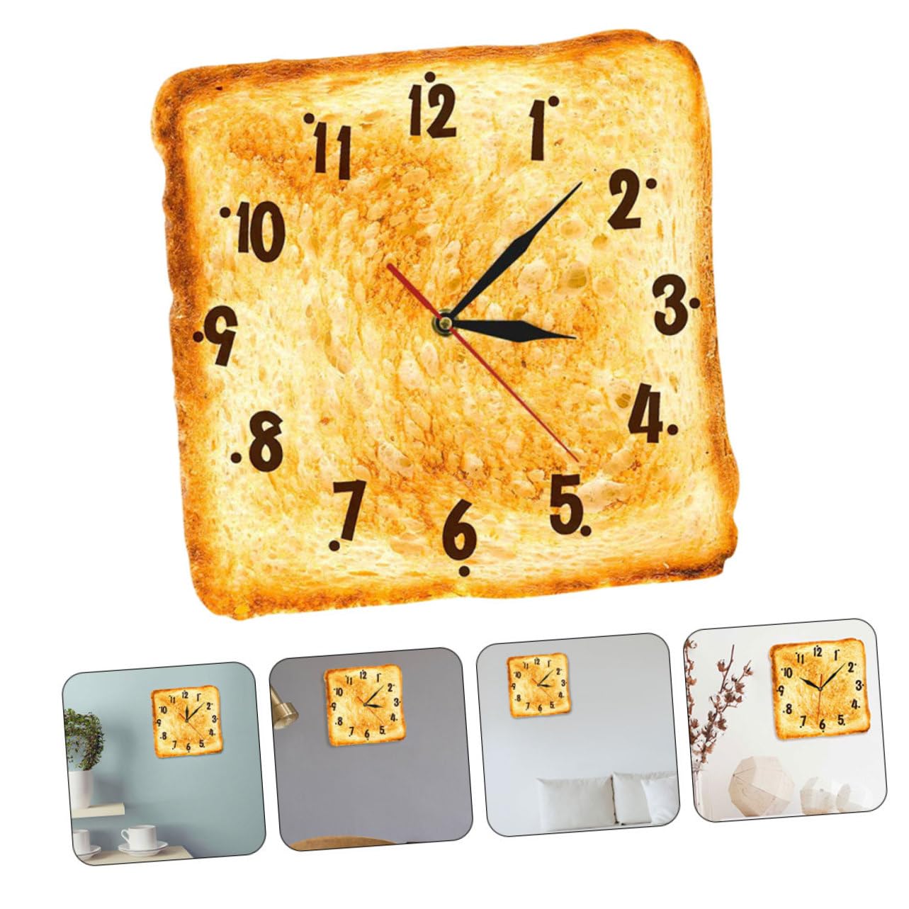 Reloj de Pared Colgante Moderno Forma de Pan de Plástico para Decoración de Cocina y Panadería, Diseño Versátil y Función de Preciso