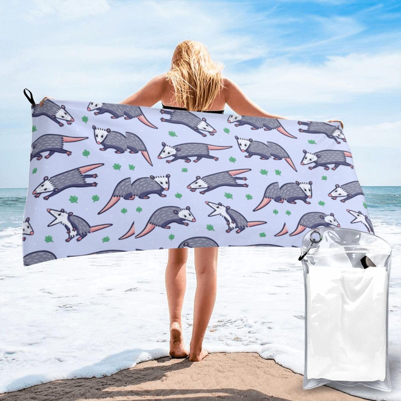 Serviette de bain surdimensionnée Opossum séchage rapide pour éviter les sacs mouillés