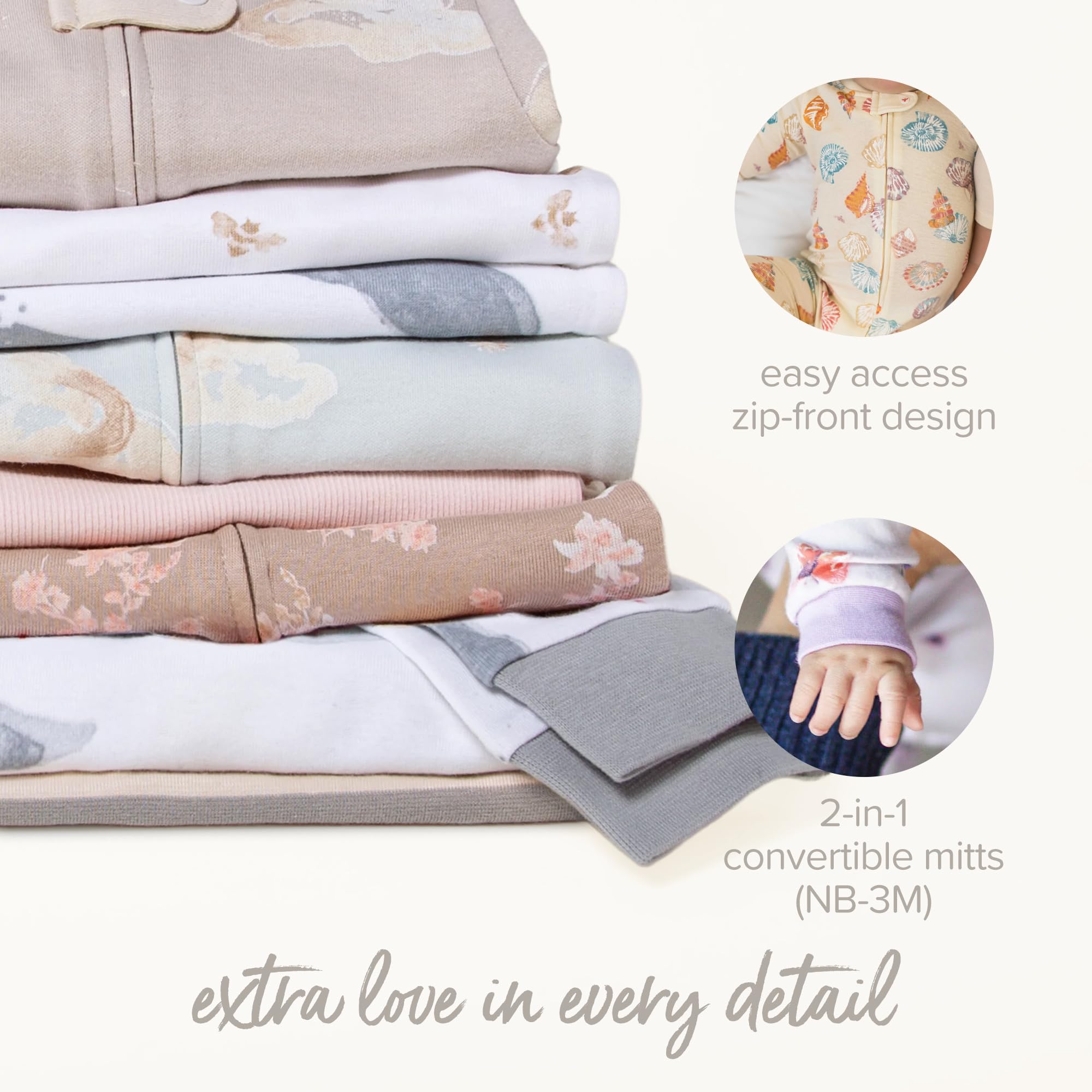Burt's Bees Baby Pajamas Sleep And Play, Soft 100% Organic Cotton One-piece Pj With Non-slip Bee Grip Footies, Newborn Essentials Traversine per neonati e bambini piccoli bambini ragazze (Pacco da 1)