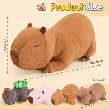 Ditucu 5Pcs Capybara Stuffed Animal Mommy 16.5 inch with 4 Babies 6.6 inch Family Set Cute Plushies Toys Gifts for Kids
