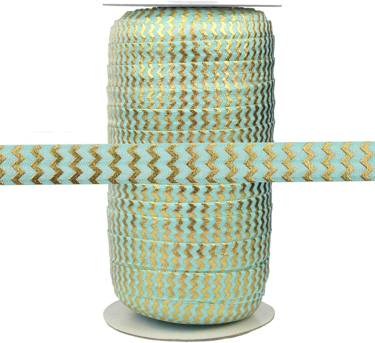 100 Yards - Black with Gold Metallic Maze - 5/8" Fold Over Elastic - ElasticByTheYard