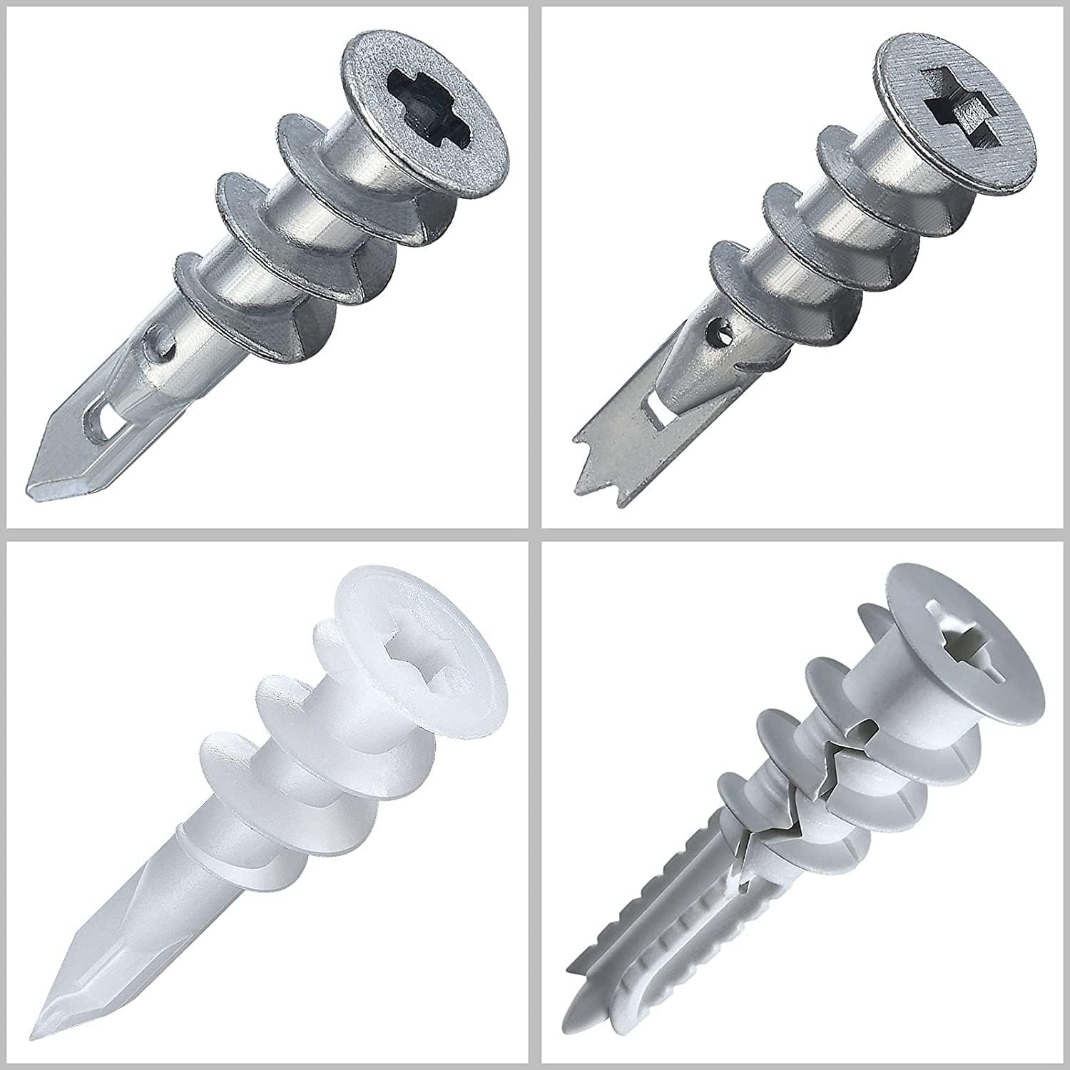 Generic Zinc Self-Drilling Drywall Anchors with 304 Stainless Steel Screw Kit, 60 Metal Wall Anchors and 60 1-1/2 Inch Screws - (As Show)