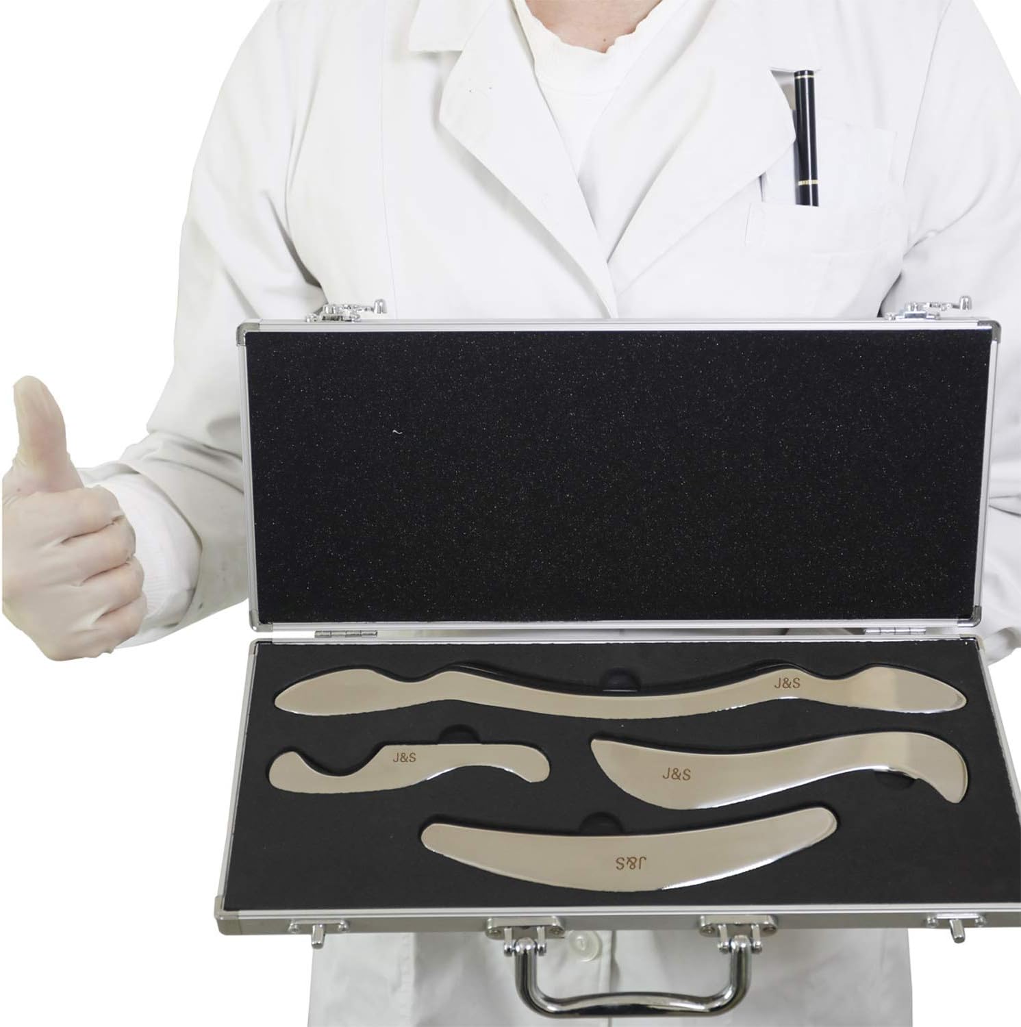 JustSun Stainless Steel Gua Sha Scraping Massage Tool -Medical Grade IASTM Tools Great Soft Tissue Mobilization Tools (Style-10)