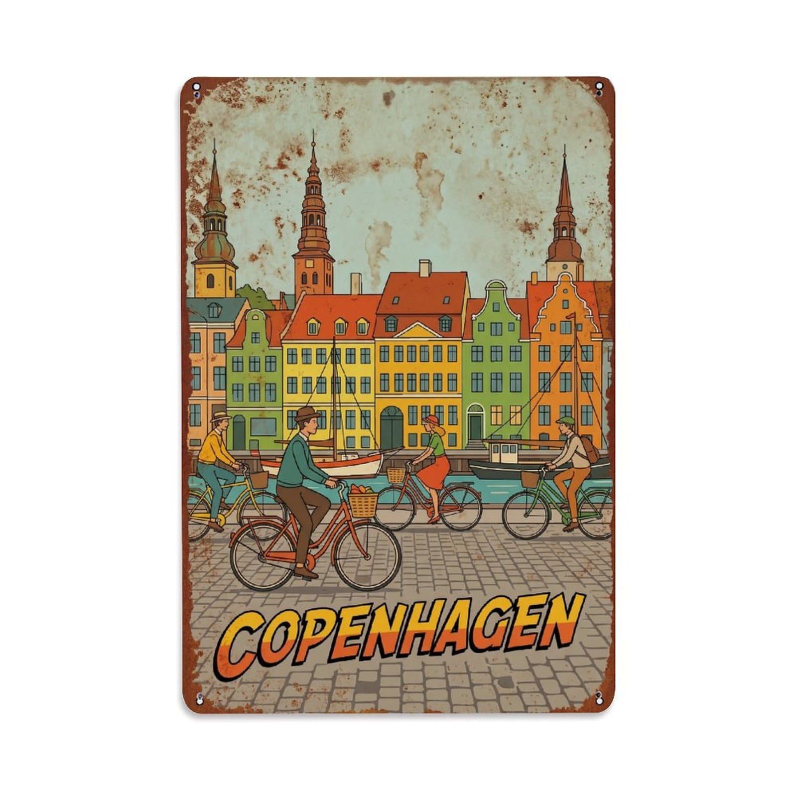 Este 8X12inch Style Vintage Travel Copenhagen Denmark Pioneering Metal Tin Sign