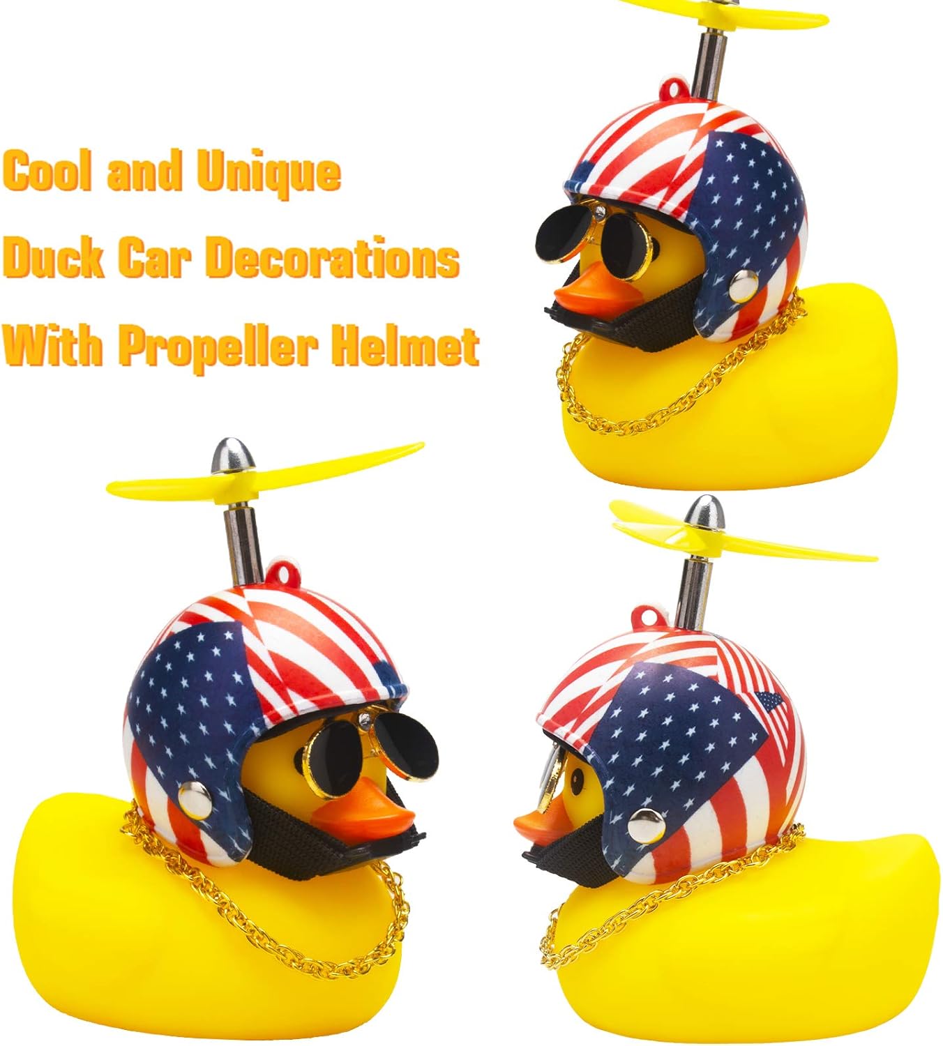 wonuu Rubber Duck Car Decorations Cute Yellow Duck Car Dashboard Ornaments with Propeller