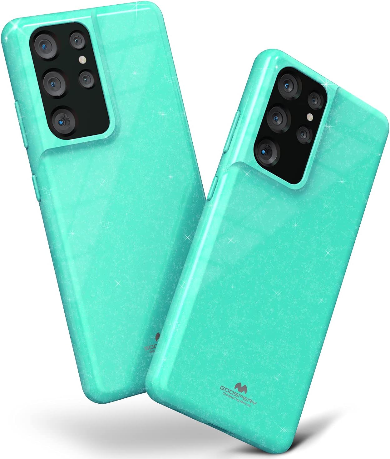 GOOSPERY Pearl Jelly for Galaxy S21 Ultra Case 6.8"(2021), Vivid Color with Light Shimmer Jewel Effects Glitter Sparkles Shine Look Slim Thin TPU Rubber Back Cover - Mint