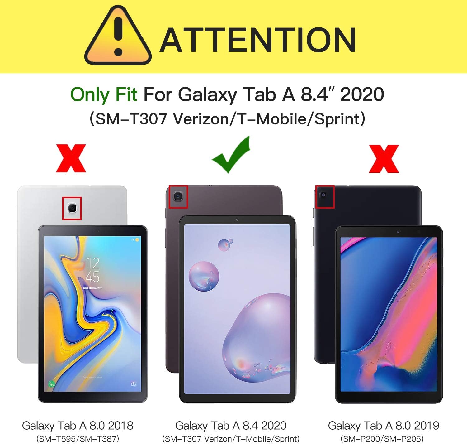 ZtotopCase for Samsung Galaxy Tab A 8.4 Case 2020, Ultra Slim Lightweight Trifold Stand Folio Case Hard Cover for SM-T307 Samsung Tab A 8.4 Inch Tablet 2020 Release - Black