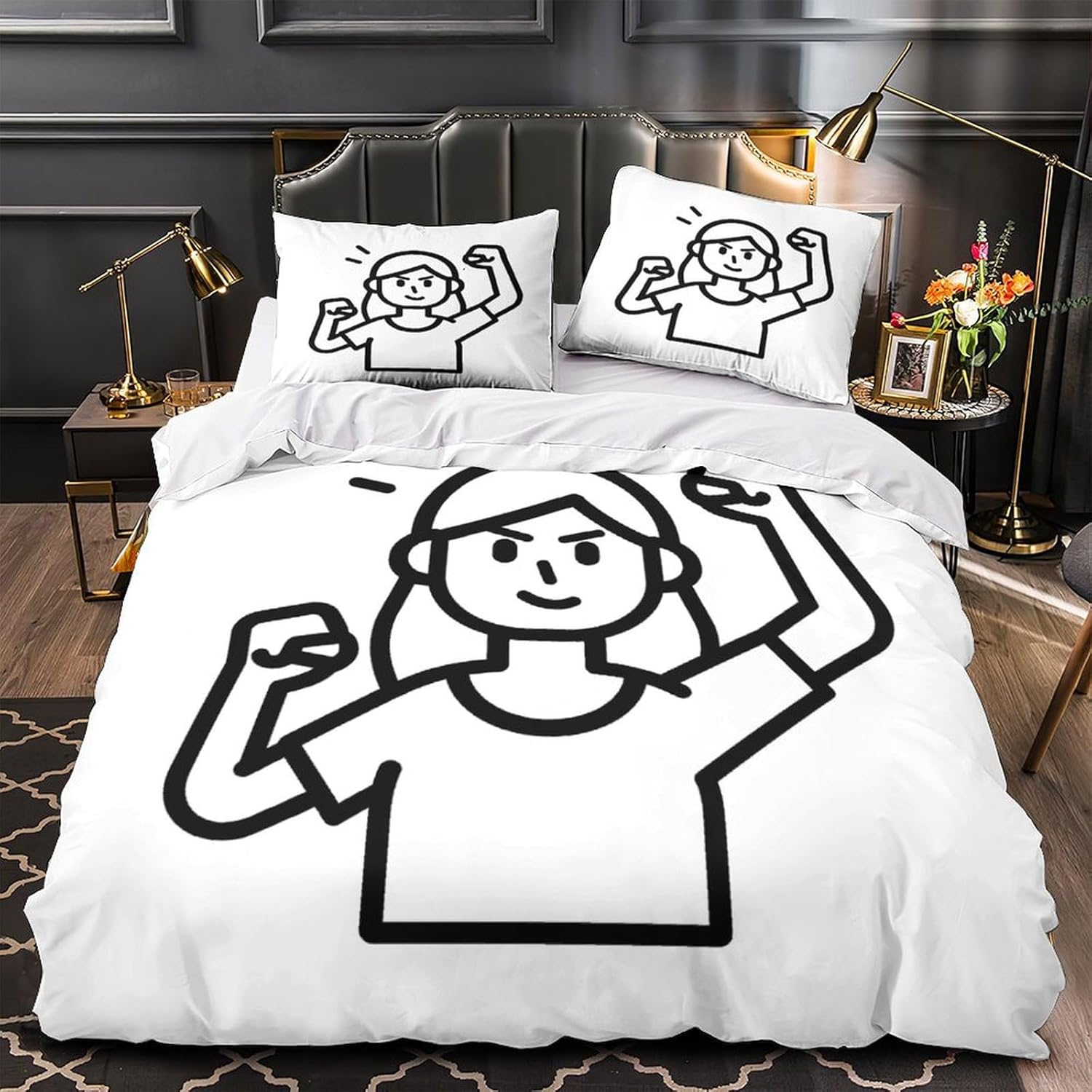 QINGTIANFC Sketching Girls' 3D Bed Linen Sets Microfibre Soft Children