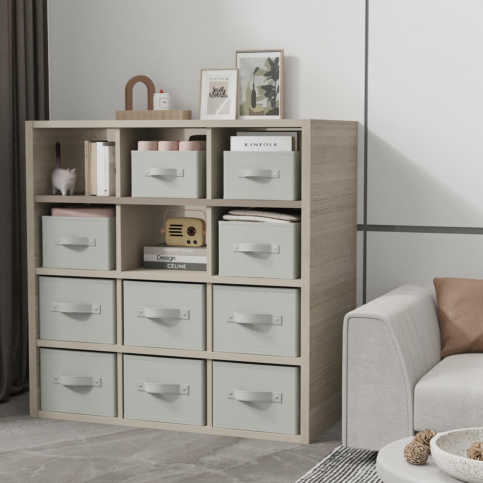 Cajas de Almacenaje Robusto, Juego de 3 Cajas, 47x28x20 cm, Gris | Almacenaje de Tela para Ropa con 2 Asas, Cajas Plegables para Organizar el Armario, Para Sala de Estar, Dormitorio