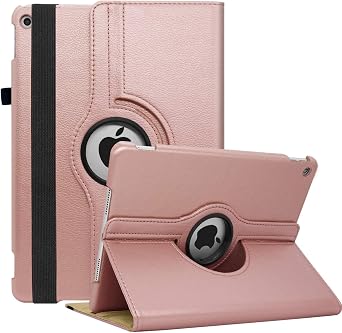 Rotating Case for iPad 9th Generation Case 2021 / 8th Generation 2020 / 7th Gen 2019 10.2 Inch - 360 Degree Rotating iPad Case Stand Cover with Auto Wake Sleep Function Rose Gold