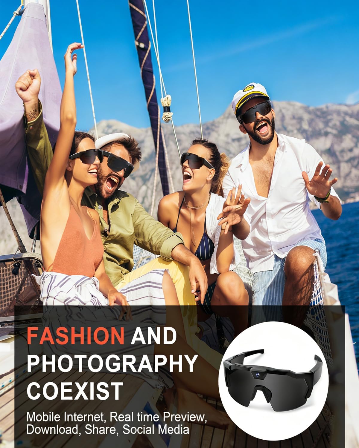 Pov Glasses 4k Baseball with Camera Smart Glasse for Men Women Sunglasses Cameras and Audio Video Action 2026 Upgrade Eyeglasses Running Style Meets Function Sports Cycling Hiking HD(Ice blue)