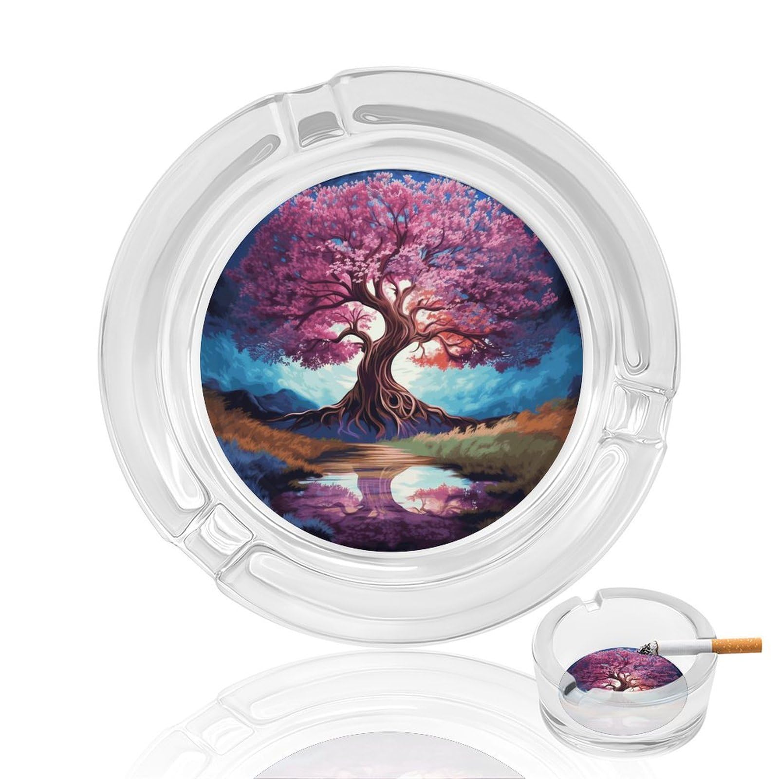 Cendrier en verre coloré de haute qualité au design rond élégant