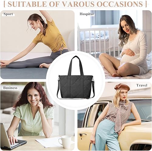 Miniatura 9 de Bolsa de viaje para mujer, bolsa de viaje acolchada para el hombro, bolsas de fin de semana con bolsa de aseo y compartimento para laptop, bolsa de