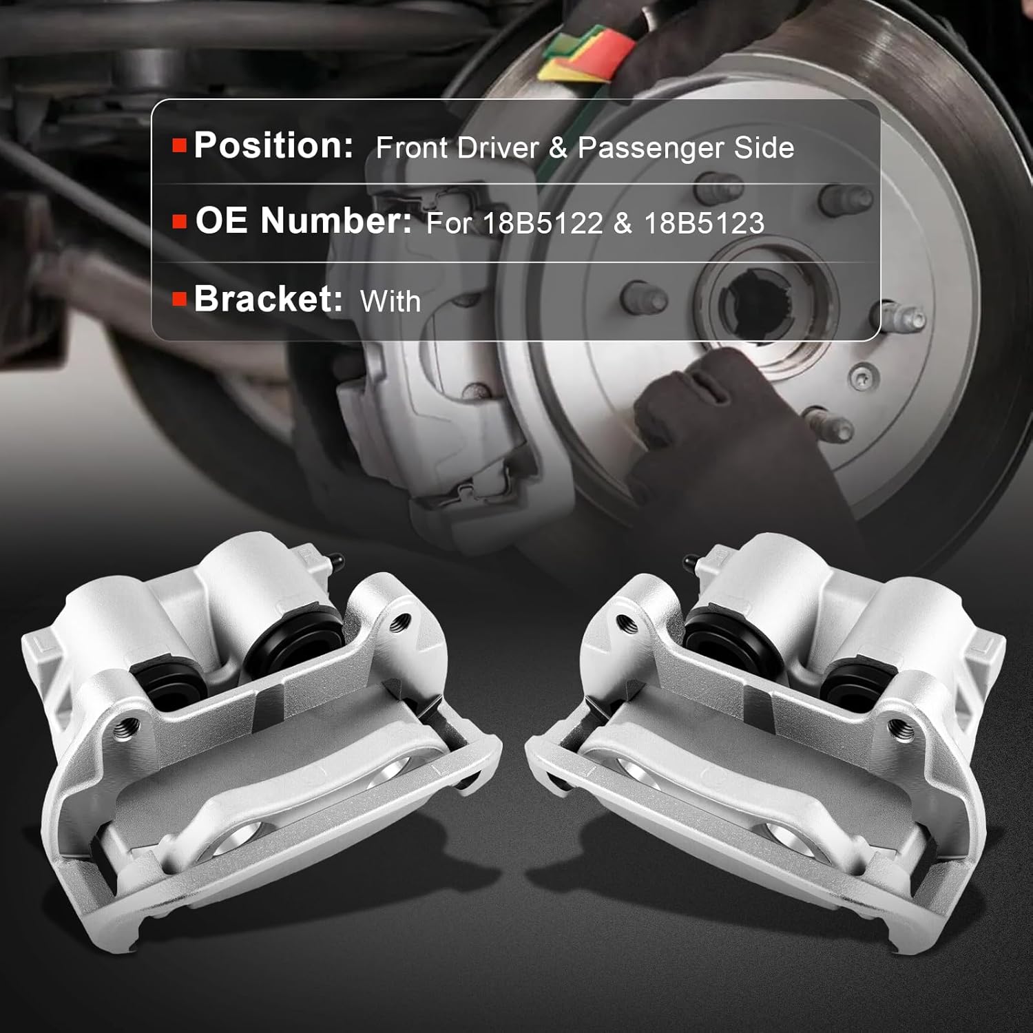 cciyu Front Left & Right Brake Calipers Assembly w/Bracket 18B5122 18B5123 2003 2004 For Ford For Mustang