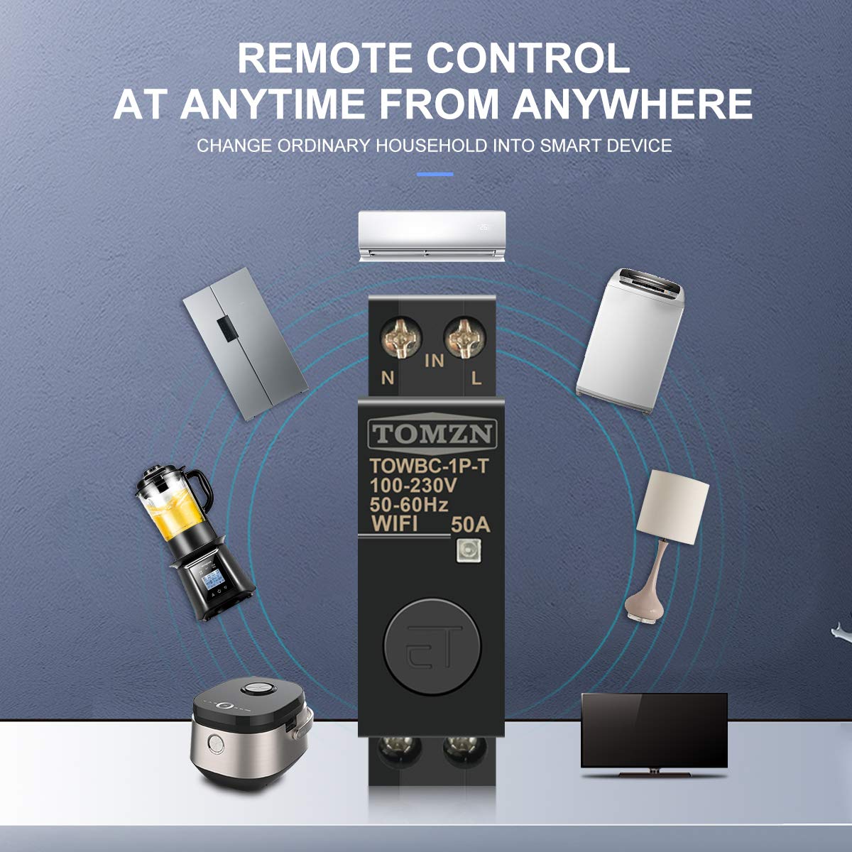 Interruttore Magnetotermico Differenziale Guida DIN. WIFI Interruttore di circuito Smart Switch Telecomando for Life for Home 18mm 32A 50A(50A)