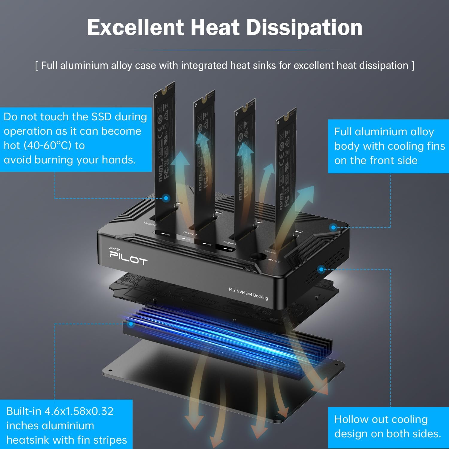 M.2 Duplicator Cloner Dual-Bay USB C to NVME SATA Docking Station + 4 Bays M.2 NVMe Duplicator Offline Cloner USB 4 Type C 40Gbps M.2 Copy Reader for (M Key, B+M Key) PCIE Dock