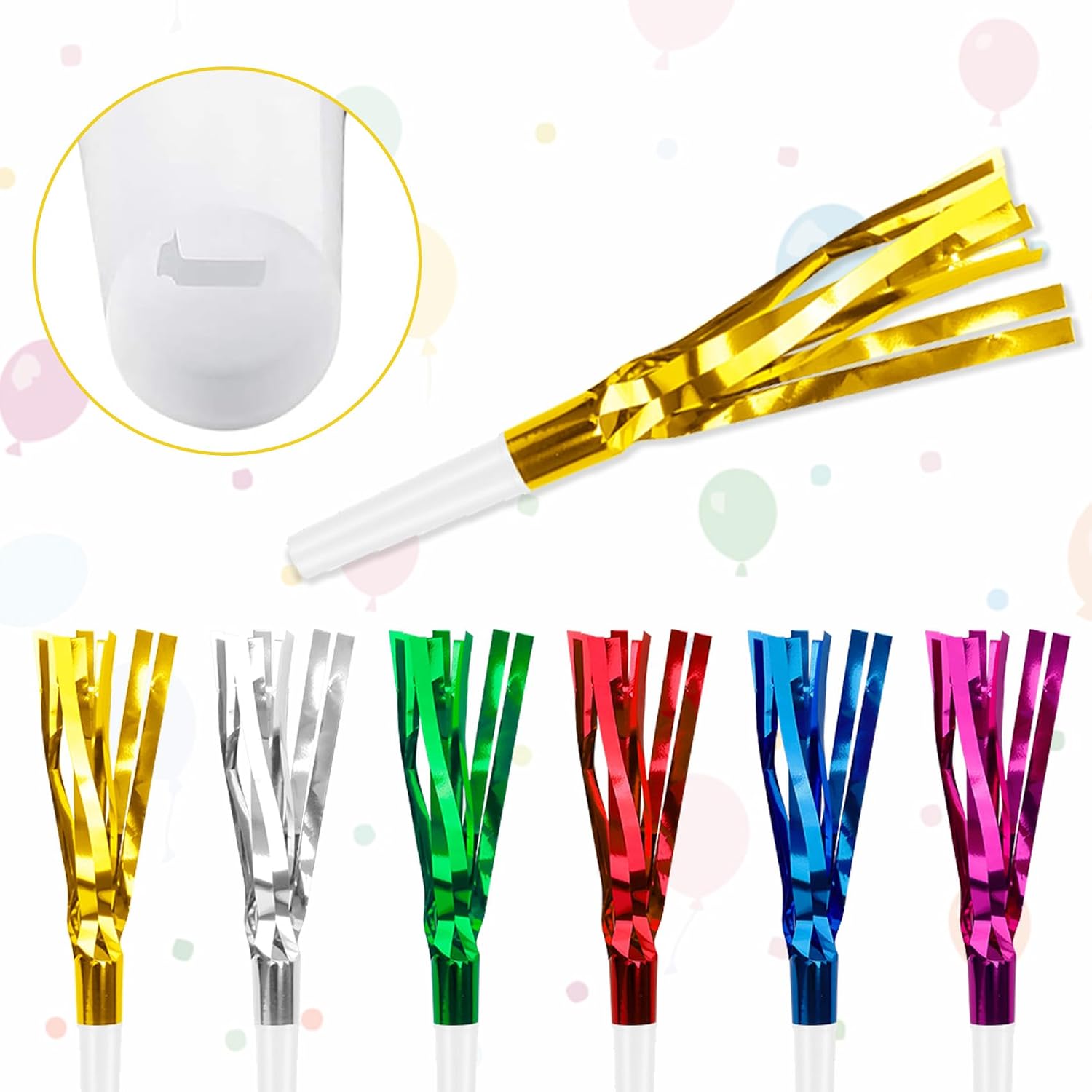 Colorful New Years Noise Makers 48 PCS NYE Party Blowers Blowouts New Years Eve Games Favors Supplies Birthday Pep Rally for Adult Prank Graduation Sporting Events Horns Noisemakers Accessories image 3