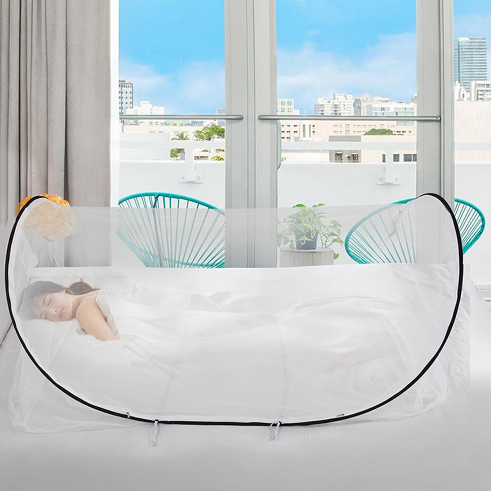 Zanzariera Pieghevole 200x80x56cm Per Letto Singolo, Campeggio, Portatile, Da Viaggio Leggera, Rete Antimosche Per Sacco A Pelo Ultraleggero