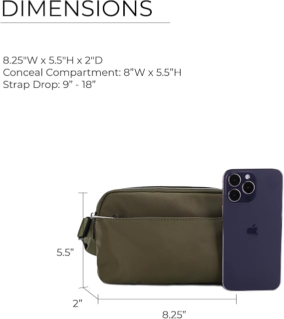 Jessie & James Crossbody Nylon Concealed Carry Waist Pack with Adjustable Buckle Strap Fashion Multi Pocket Belt Bag for| Olive