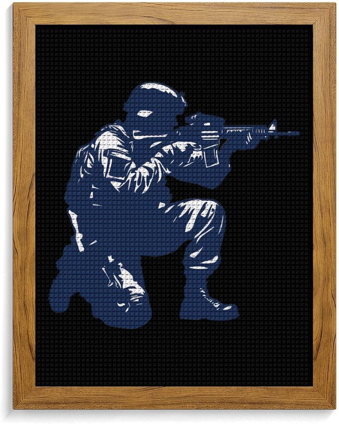 Shooting Silhouette Navy Blue Diamond 5D Painting Kits with Frame DIY Full Round Drill Gem Art Crafts for Home Wall Decor 16 X 20in Yellow Wood 40 * 50cm