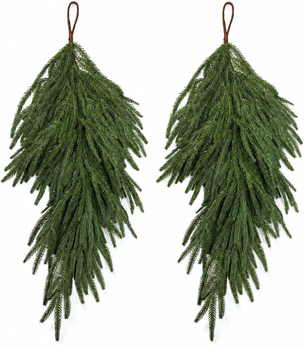 2 Pcs 28" Artificial Christmas Teardrop Swag