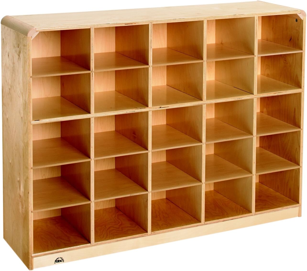 Korners for Kids 1335329 Mobile Cubby with 25-Tray Capacity, Birch, 47-3/4" x 13" x 36", Natural Wood Tone