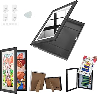 Kids Art Frames 10.4 x 13.8 Front Opening Kids Artwork Display Frames Changeable Storage Kids Artwork Picture Frame for Children Art Projects,Crafts, Placing or Hanging(8.27x11.81 Picture Black,1PCS)
