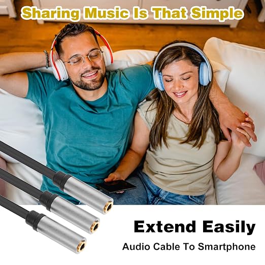 Audio Splitter, 3.5mm 3 Vias, conector auxiliar, de 30cm miniatura 4