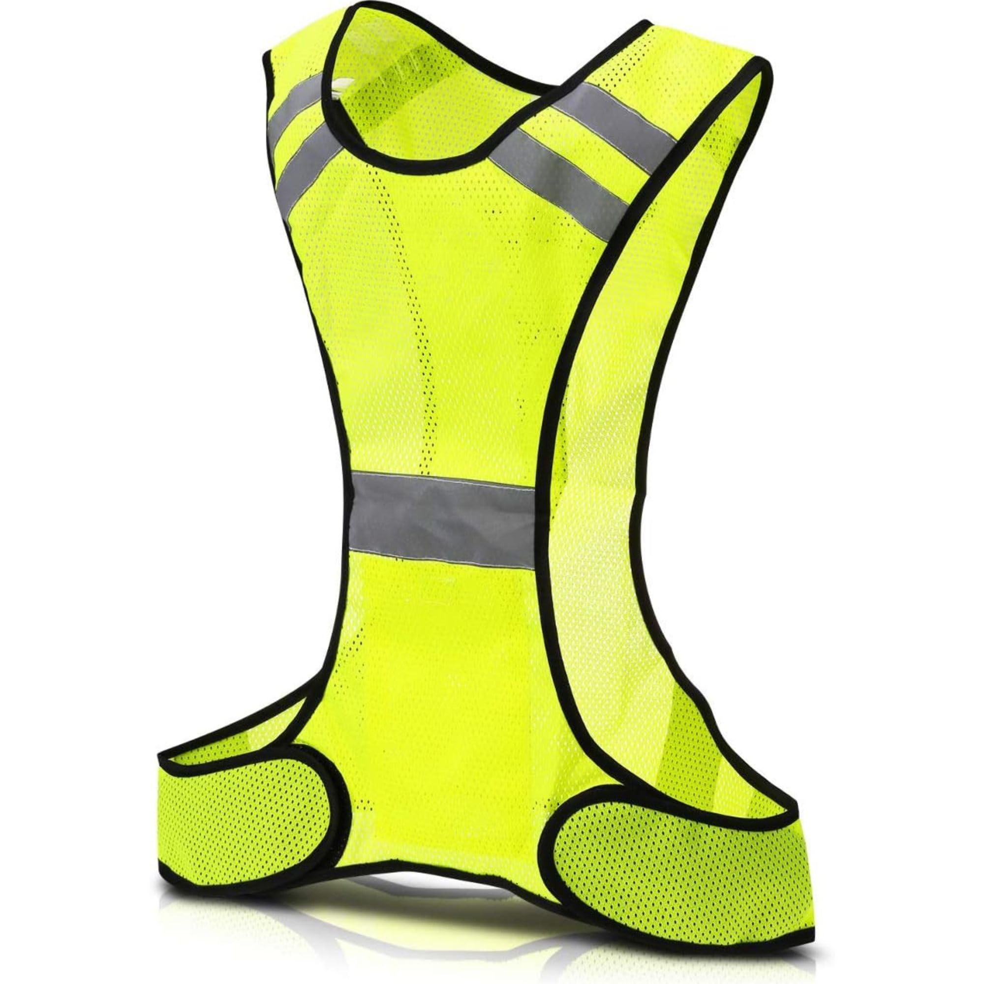 kwmobile Gilet Catarifrangente - Pettorina con Strisce Riflettenti 3 LED Rossi - Giubbotto Corsa Ciclismo Moto Auto - Gilet Sportivo Uomo Donna - Giallo