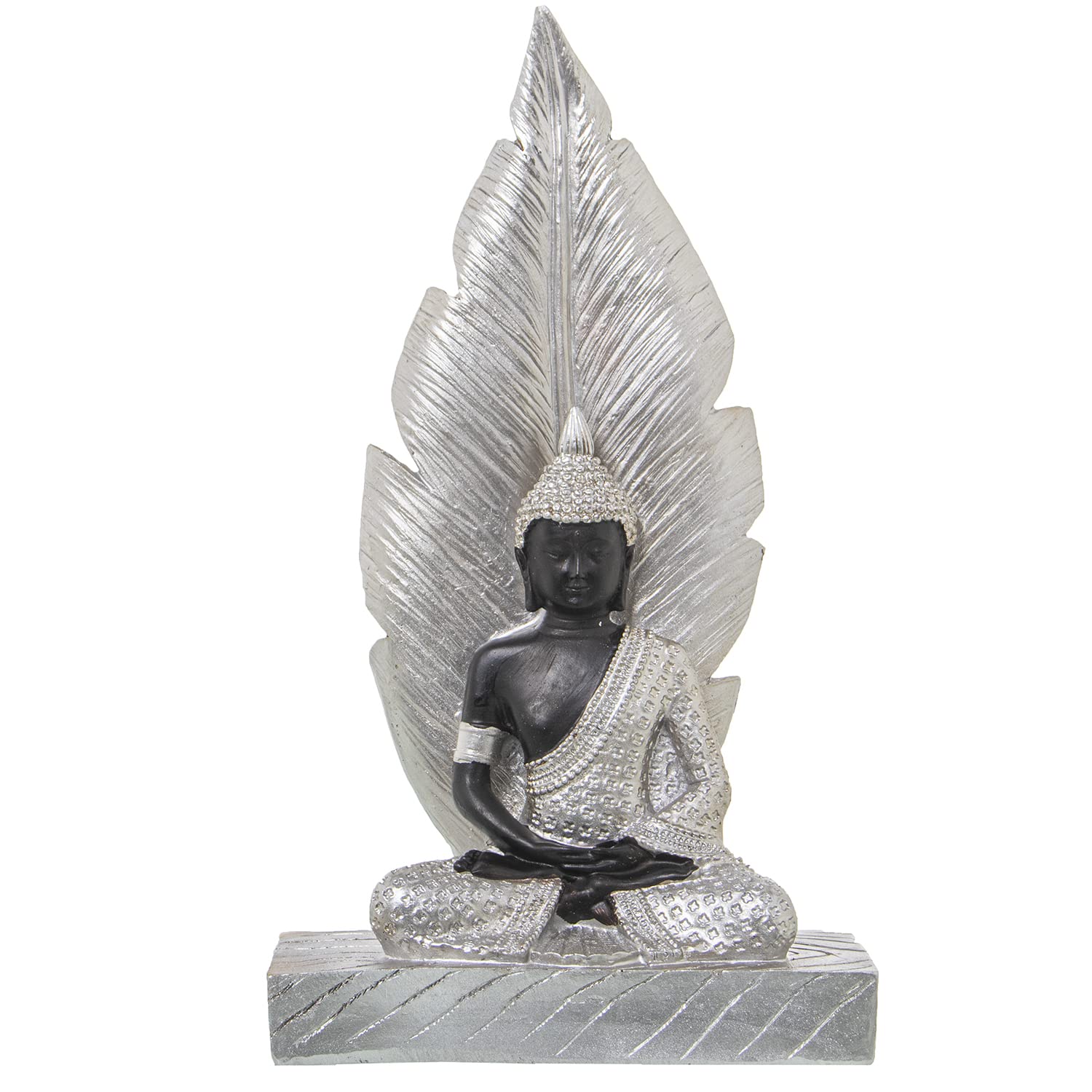 AlexandreHouse Figure Resin Buda Plateado/Brown 15 x 7 x 27 cm