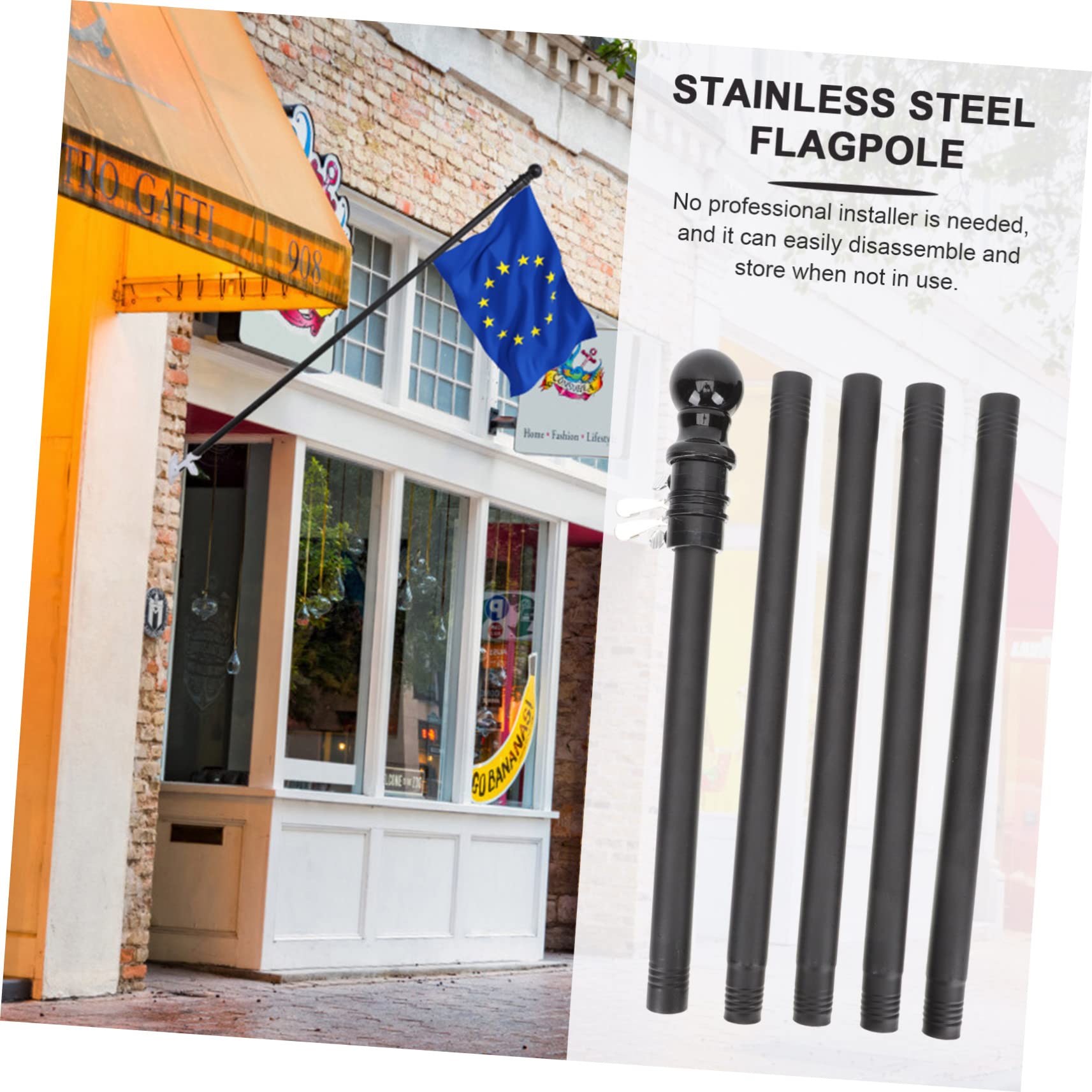 Robuster Stock für Flagge aus Edelstahl Fahnenmast Stange mit Rostfreiem Material und Einfachem Abbau für Garten und Wandmontage