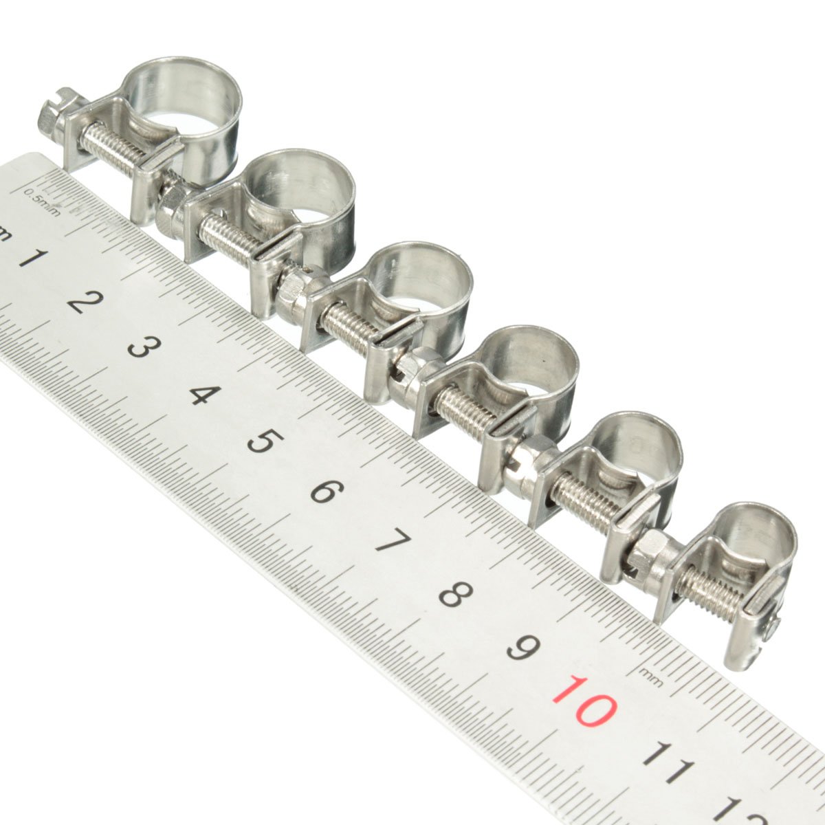 10 Pezzi All In Acciaio Inox Mini Fuel Line Tubo Tubo Morsetto - Foto 3