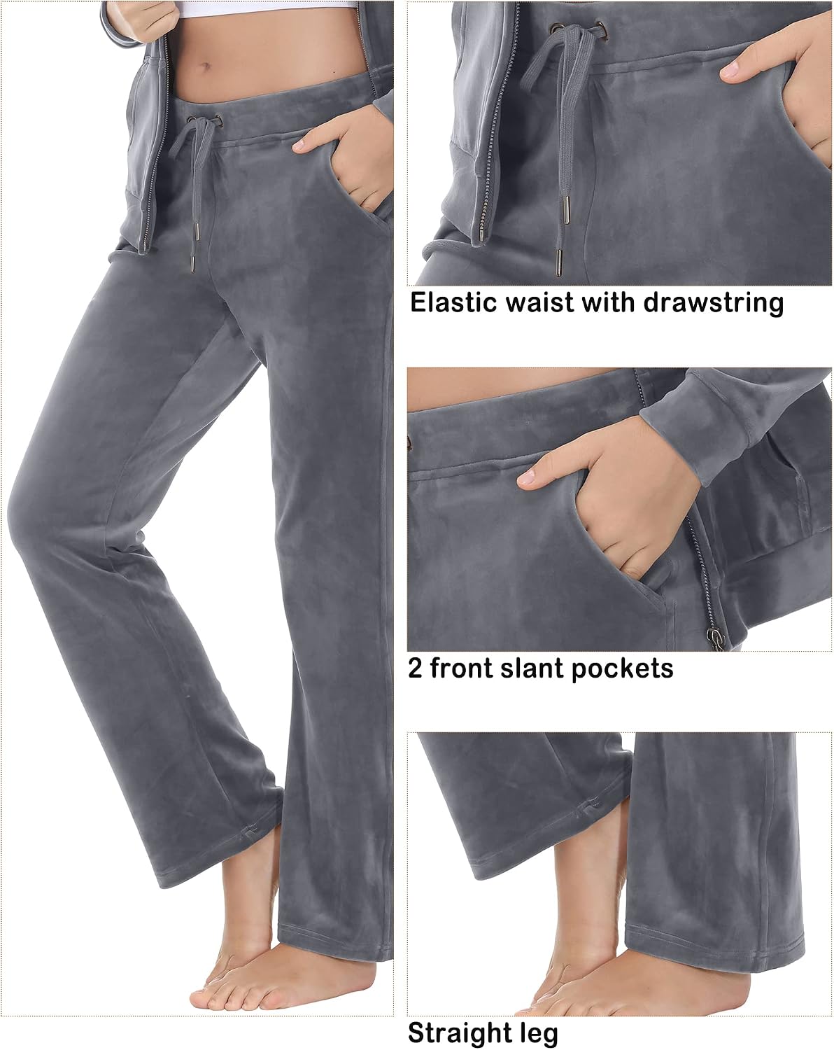 COZZYON Velour Tracksuit Womens 2 Piece Velvet Sweatsuits Set Full Zip Hoodie Sweatpant Set