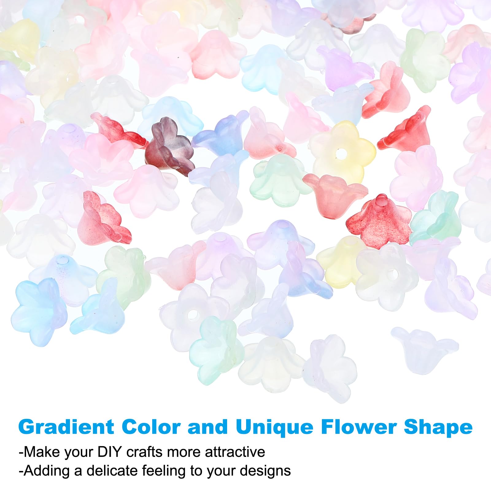 PATIKIL 500Pcs 12x7x1.5mm Frosted Flower Beads, Acrylic Trumpet Flower Beads for Bracelets Earrings, Necklaces - Image 4