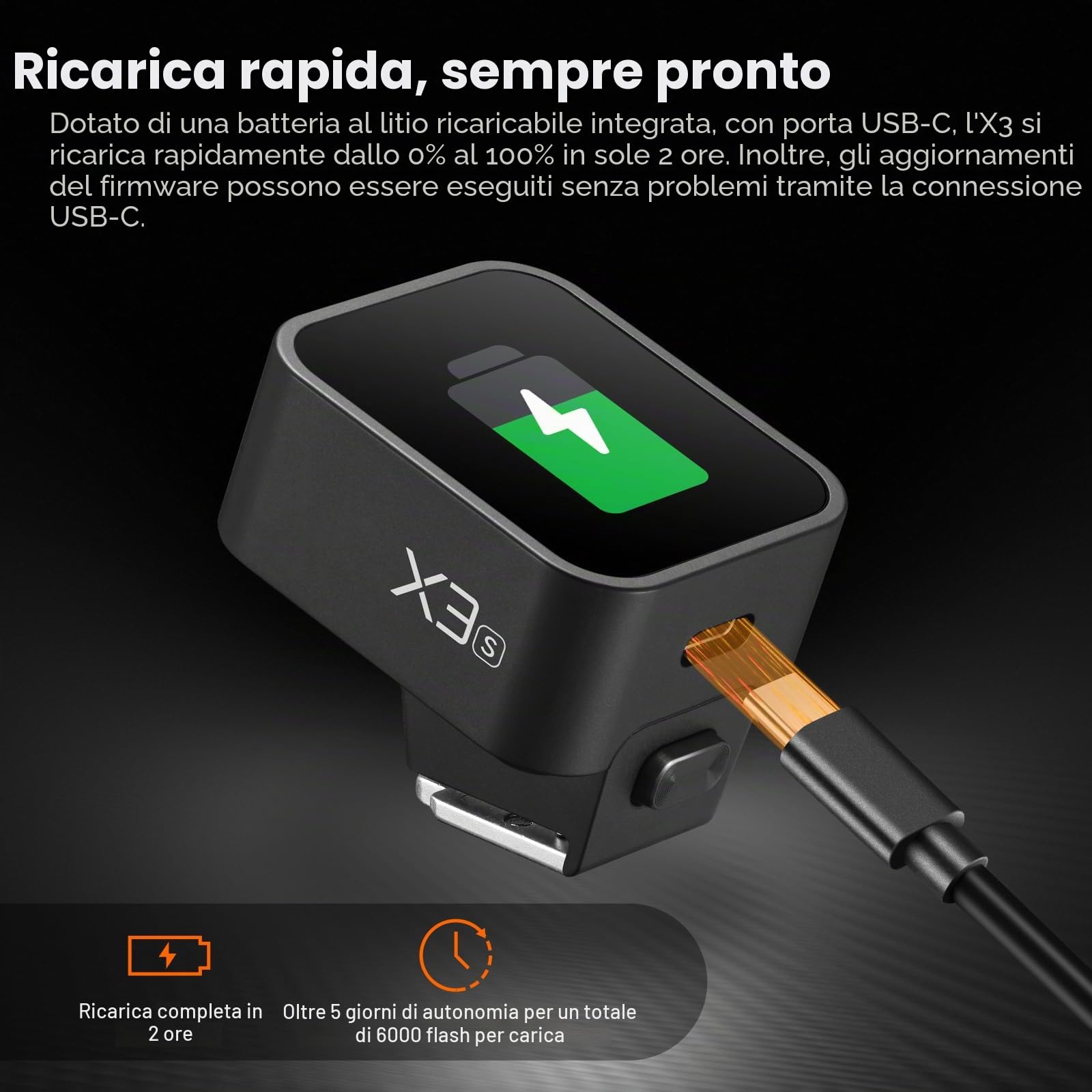 Godox X3S X3-S TTL trigger flash wireless per fotocamera Sony, trasmettitore flash touchscreen wireless 2.4G, supporto TTL auto/manuale/multi, batteria al litio integrata, schermo OLED ad alta