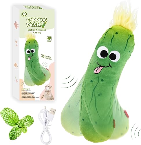 PETGEEK Gigwi - Juguetes interactivos para gatos, recargable con hierba gatera SilverVine, juguetes para patear gatos de interior, juguete