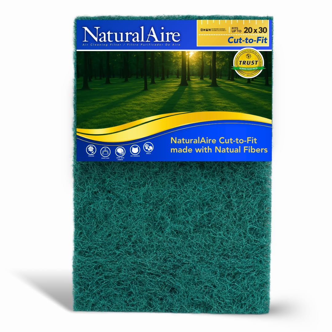Flanders NaturalAire Reusable Air Filter 20x30x1 - Cut to Fit Material for Furnace, HVAC, & AC Vents - Washable Natural Fibers